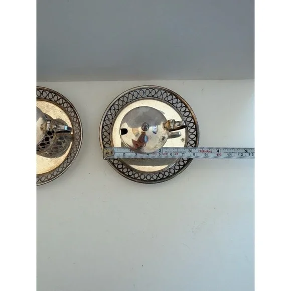 Vintage Cheltenham & Co Silver Plate Mustard Pots Cobalt Blue Glass Set of 2 - Picture 6 of 7